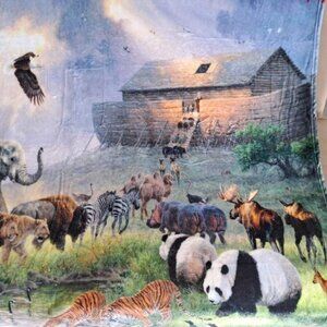 New Noah's Ark Plush Throw Blanket Gift Animals Noah Noahs Boat Genesis Flood